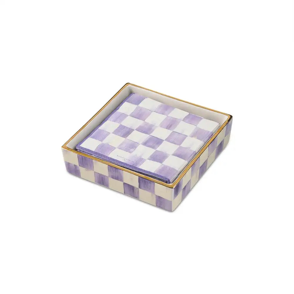 Mocha Check Cocktail Napkin Holder