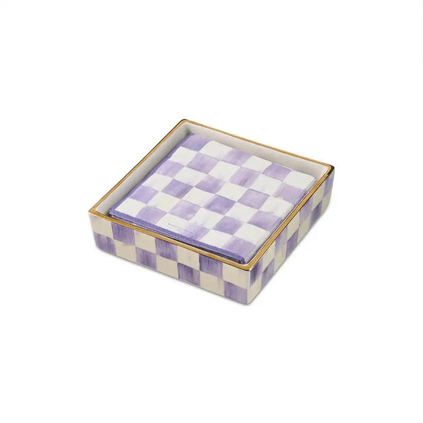 Mocha Check Cocktail Napkin Holder