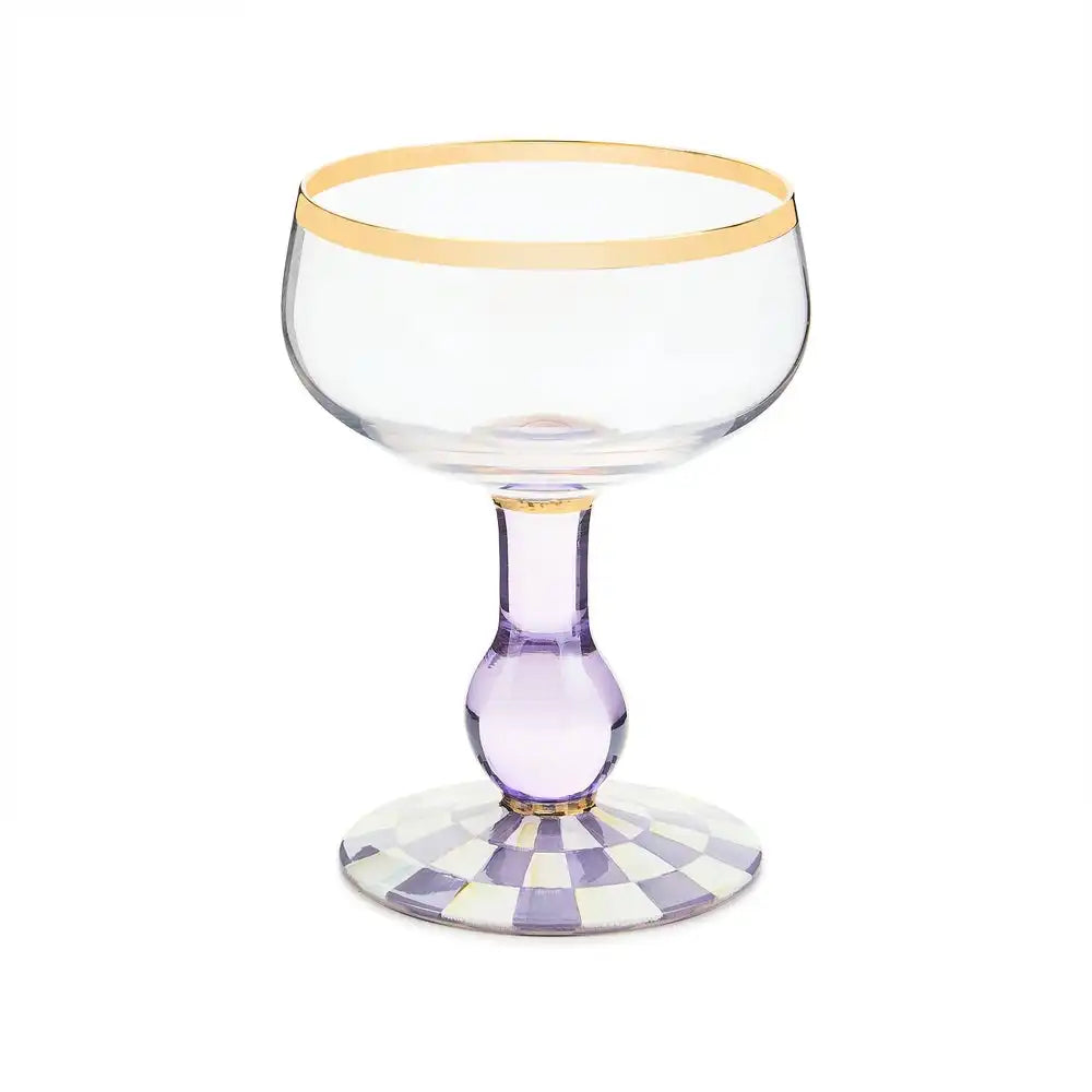 Violet Check Tumbler Glass, Set of 2