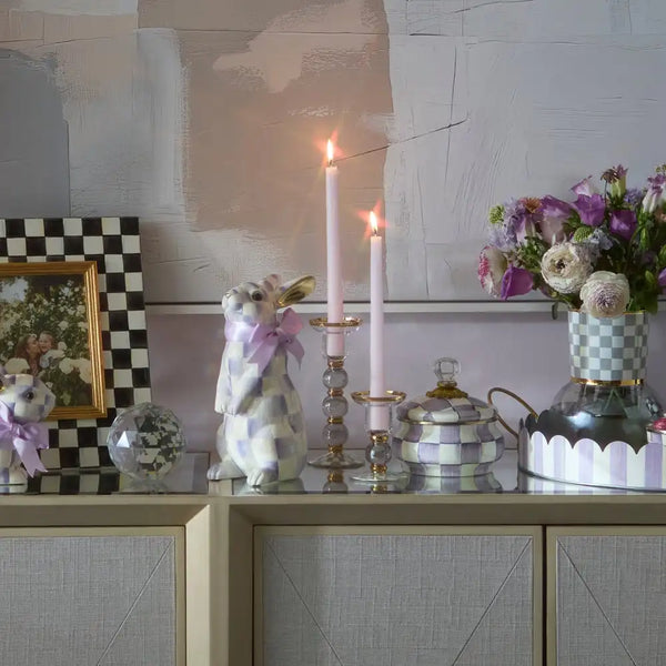 Courtly Check Large Glass Candlestick