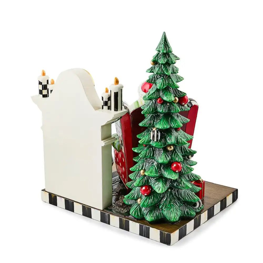 Check It Out Santa by Fireplace Illuminated Figurine