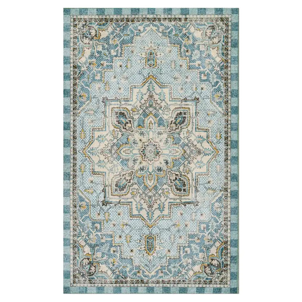 Heriz Checked Mocha 8' x 10' Washable Rug