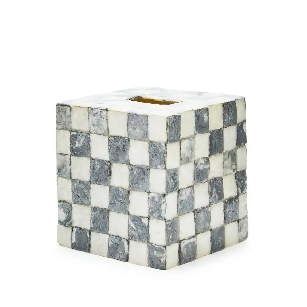Sterling Check Capiz Vanity Tray