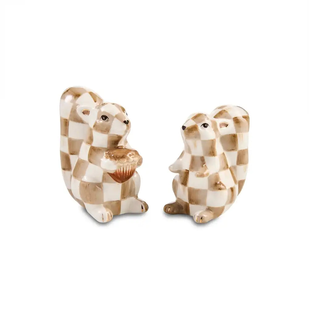 Mocha Check Squirrel Salt & Pepper Set Main image