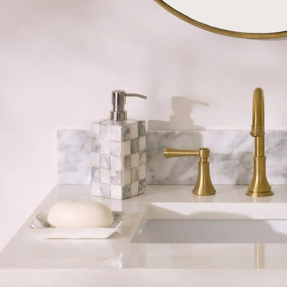Sterling Check Capiz Vanity Tray