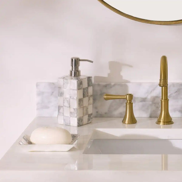 Sterling Check Capiz Vanity Tray