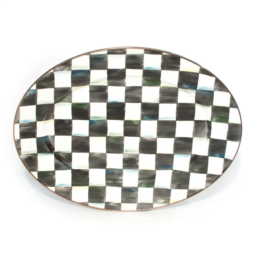 Sky Check Medium Oval Platter