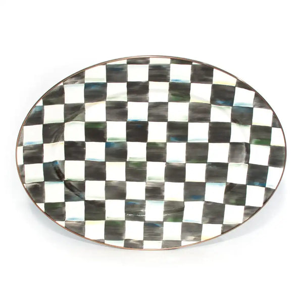 Sky Check Medium Oval Platter