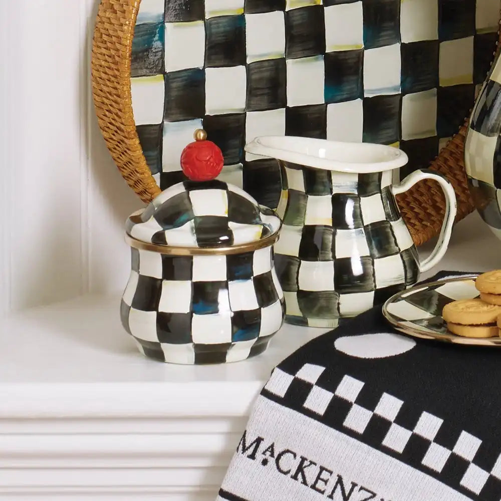 Mocha Check Lidded Sugar Bowl