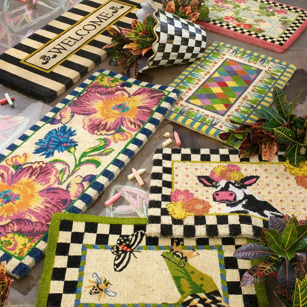 Welcome Awning Stripe Double Door Entrance Mat