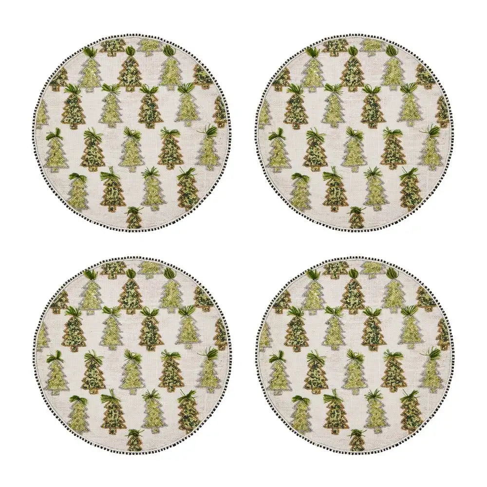 Farmhouse Trees Round Beaded Placemat, Set of 4 Main image