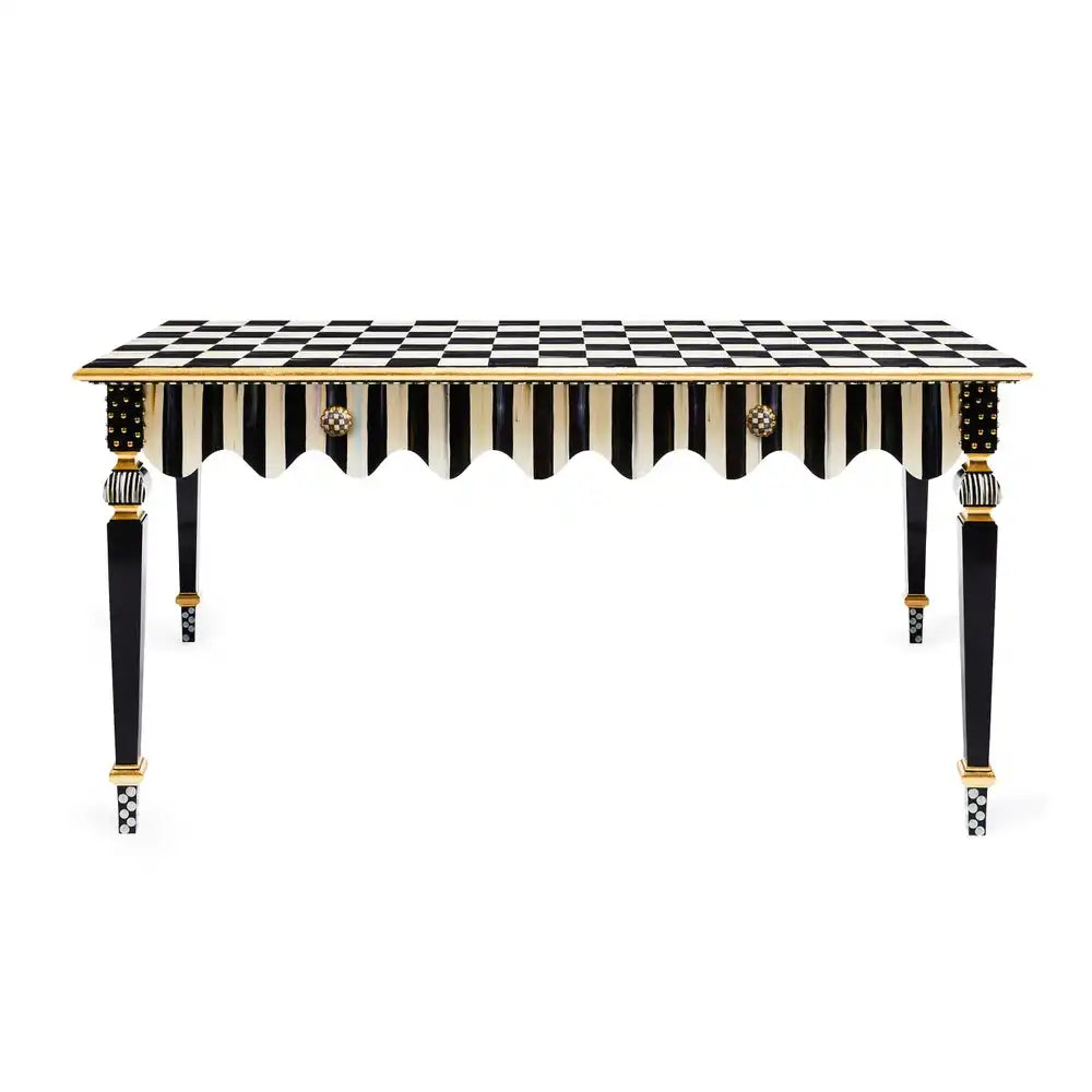 Mocha Check & Stripe Console Table