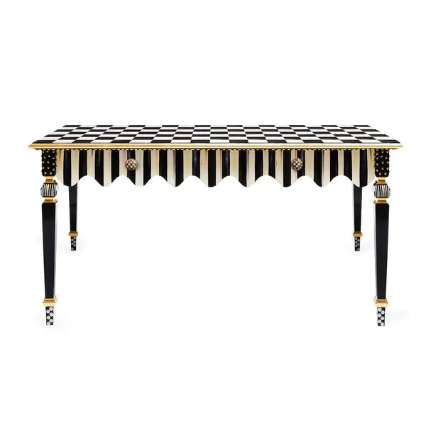 Mocha Check & Stripe Console Table