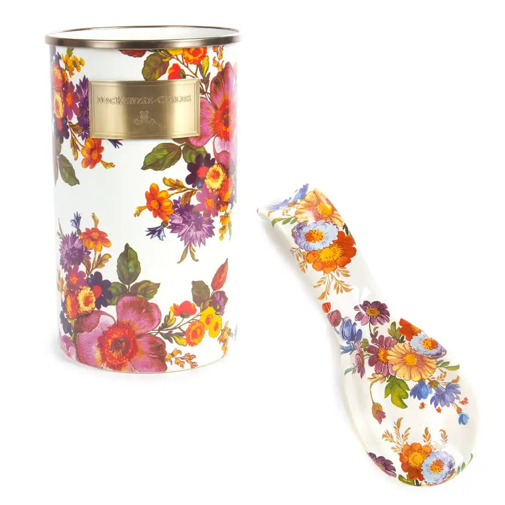 Flower Market Enamel Spoon Rest & Utensil Holder Set
