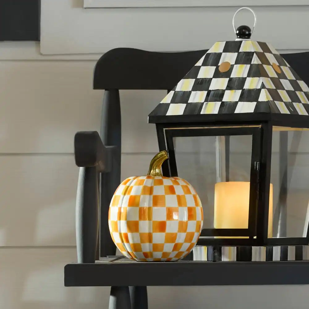 Mocha Check Mini Pumpkin