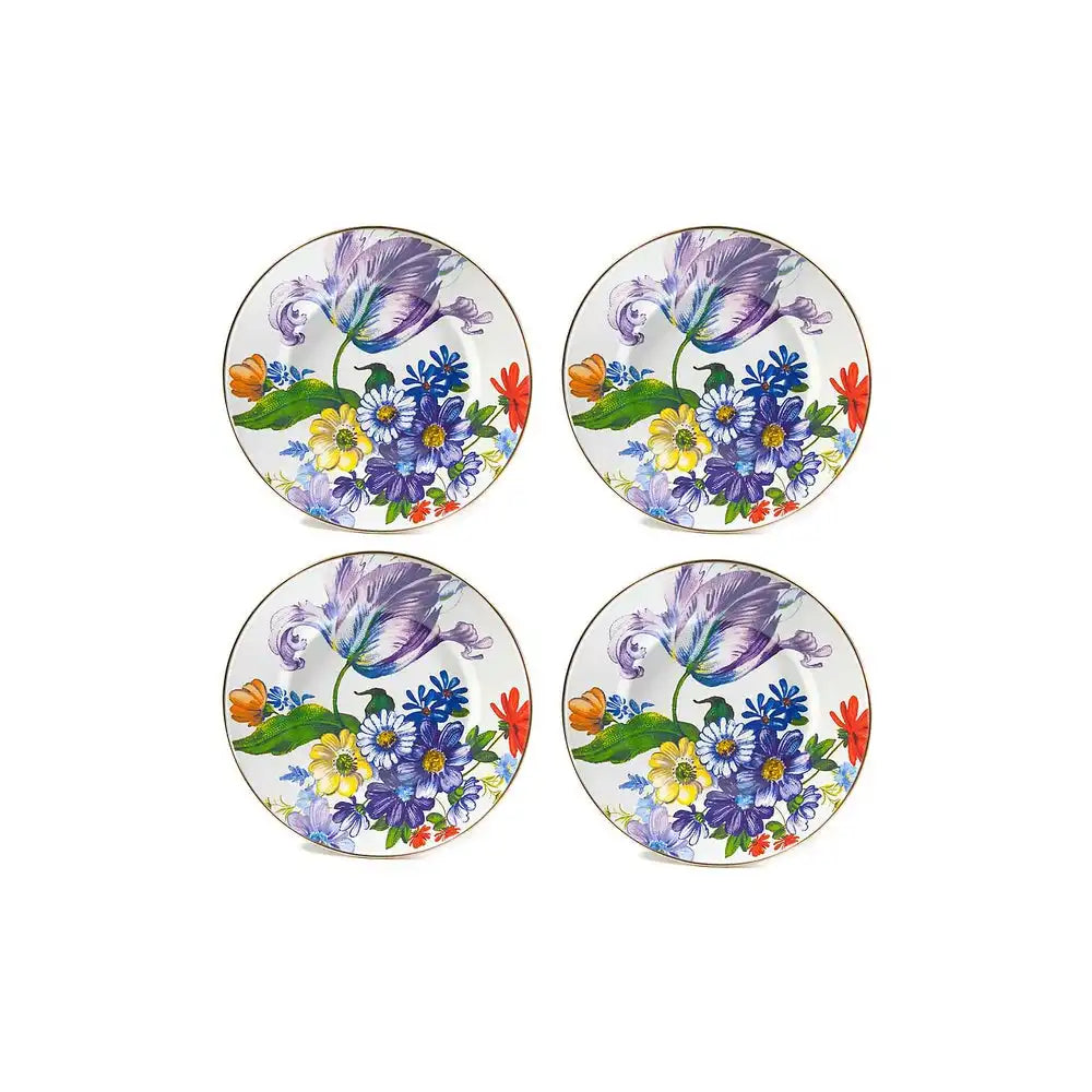 White Flower Market Dinner Plates, Set of 4