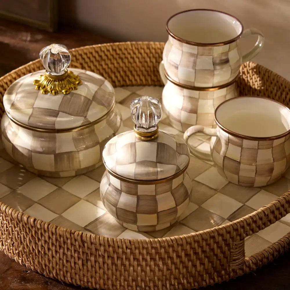 Mocha Check Lidded Sugar Bowl