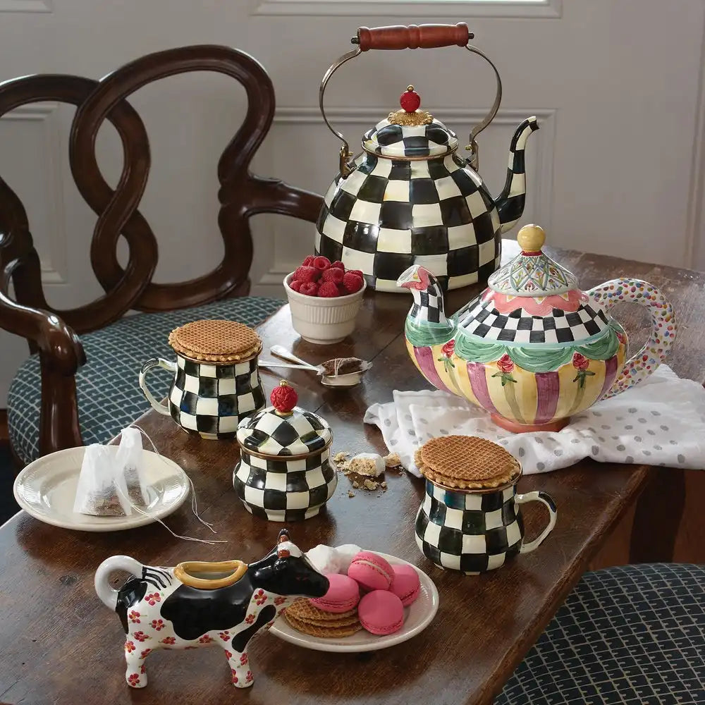 Mocha Check Lidded Sugar Bowl