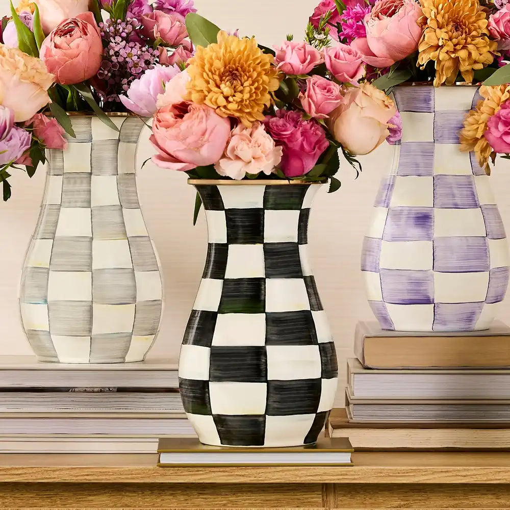 Mocha Check Tall Vase