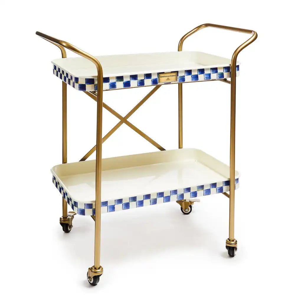 Mocha Check 3-Tier Kitchen Cart