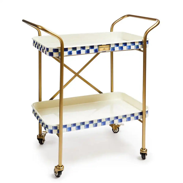 Mocha Check 3-Tier Kitchen Cart