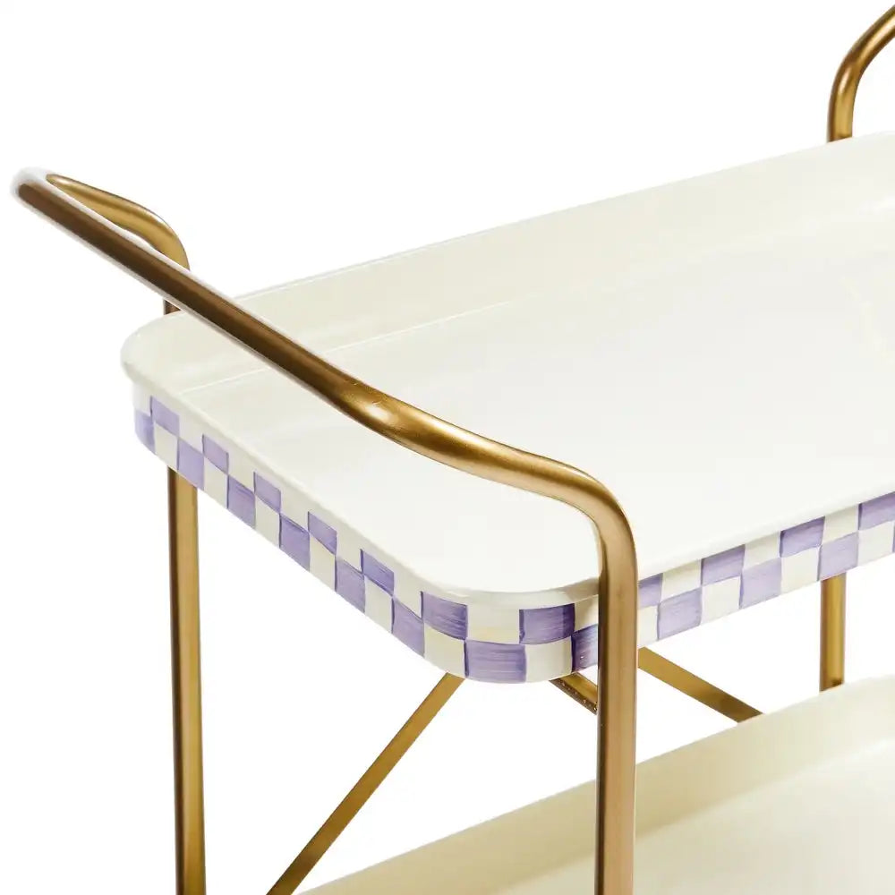 Mocha Check 3-Tier Kitchen Cart