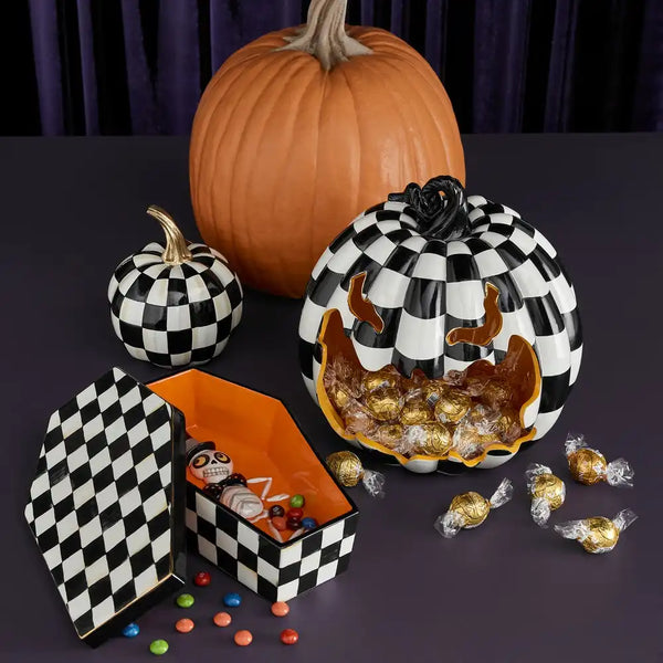 Mocha Check Mini Pumpkin