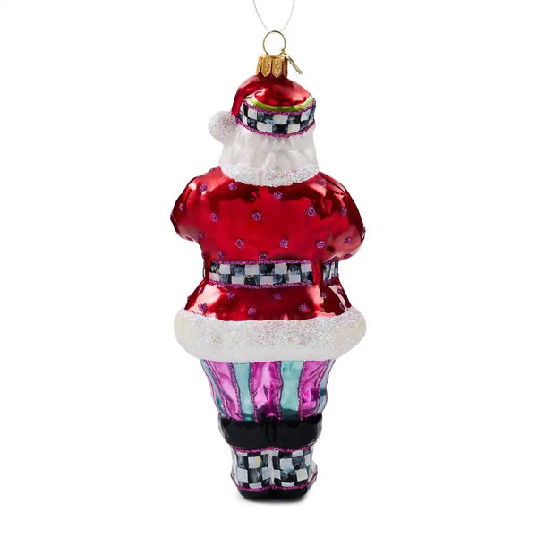 Shopper Santa Glass Ornament