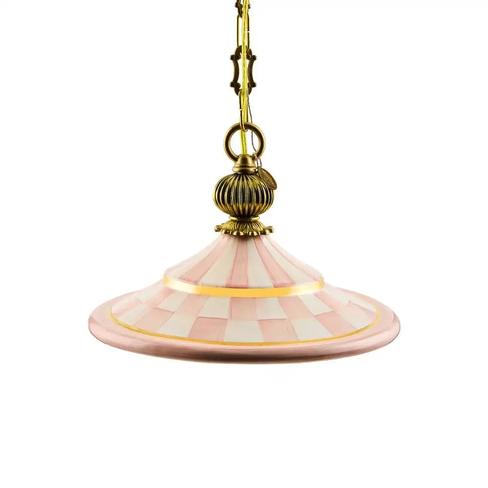 Mocha Check Flared Ceramic Pendant Lamp