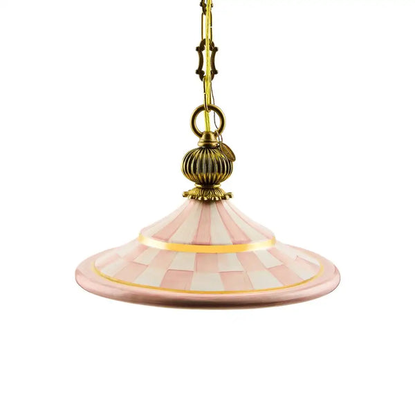 Mocha Check Flared Ceramic Pendant Lamp