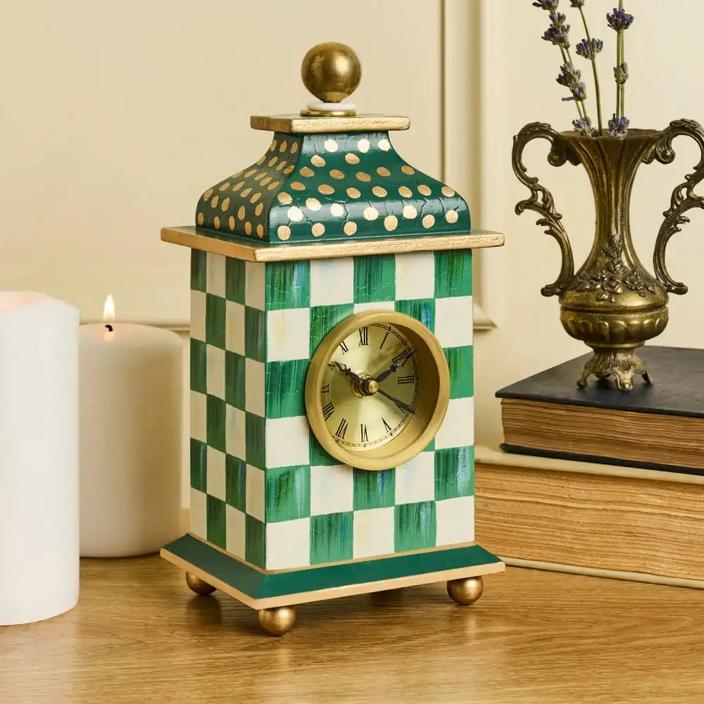 Emerald Check Desk Clock Secondary image