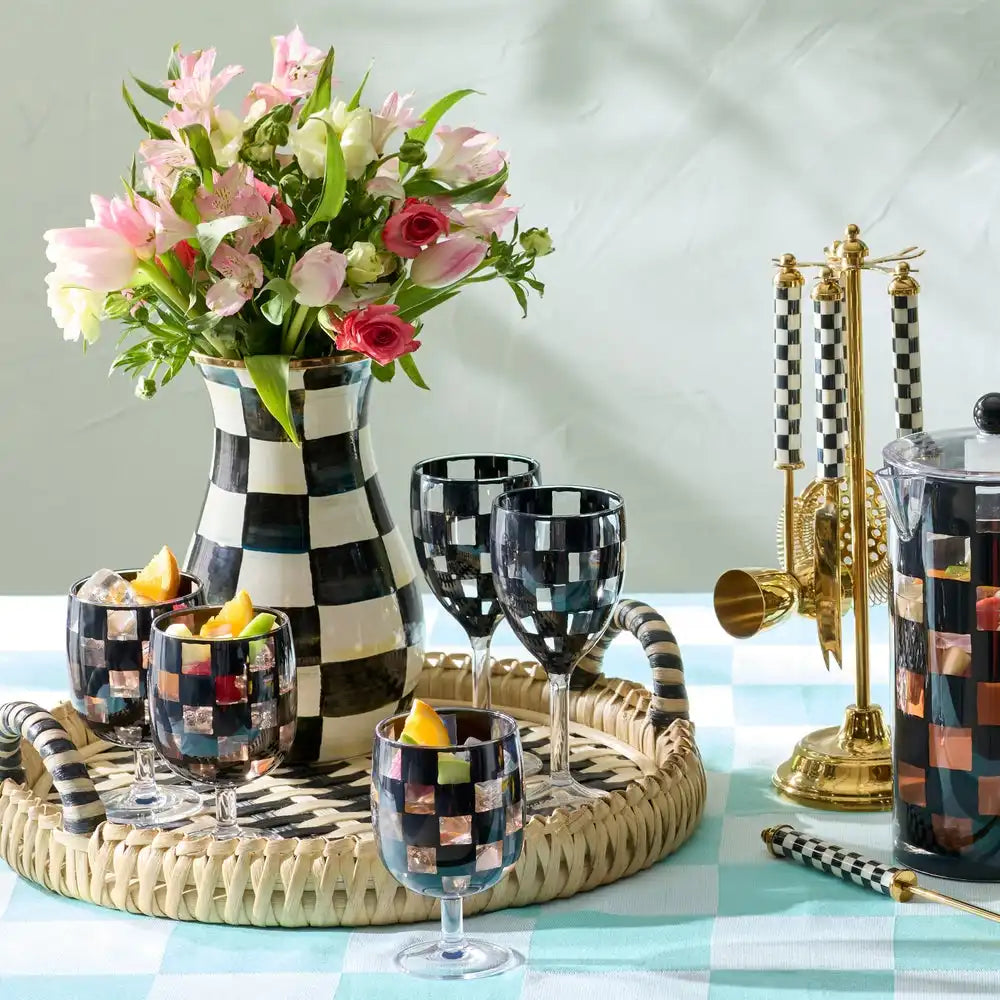 Mocha Check Tall Vase