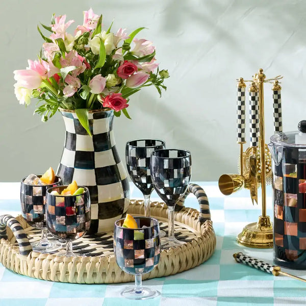 Mocha Check Tall Vase