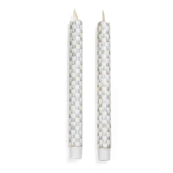Sterling Check Flicker Dinner Candles, Set of 2