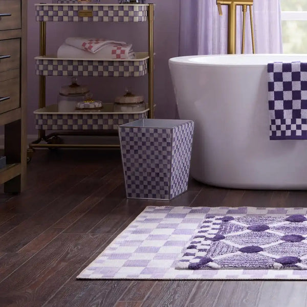 Violet Check Glass Waste Bin