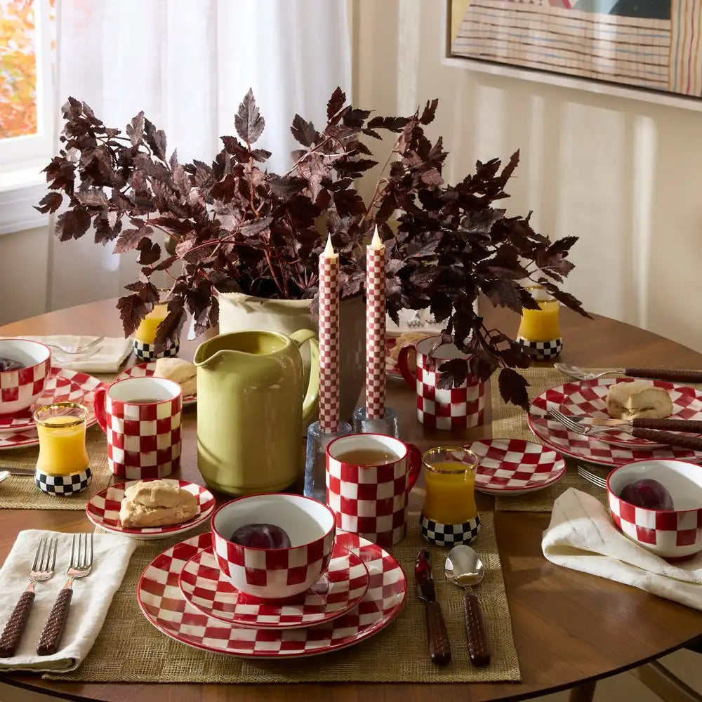 Cherry Check Flameless Dinner Candles, Set of 2 Secondary image