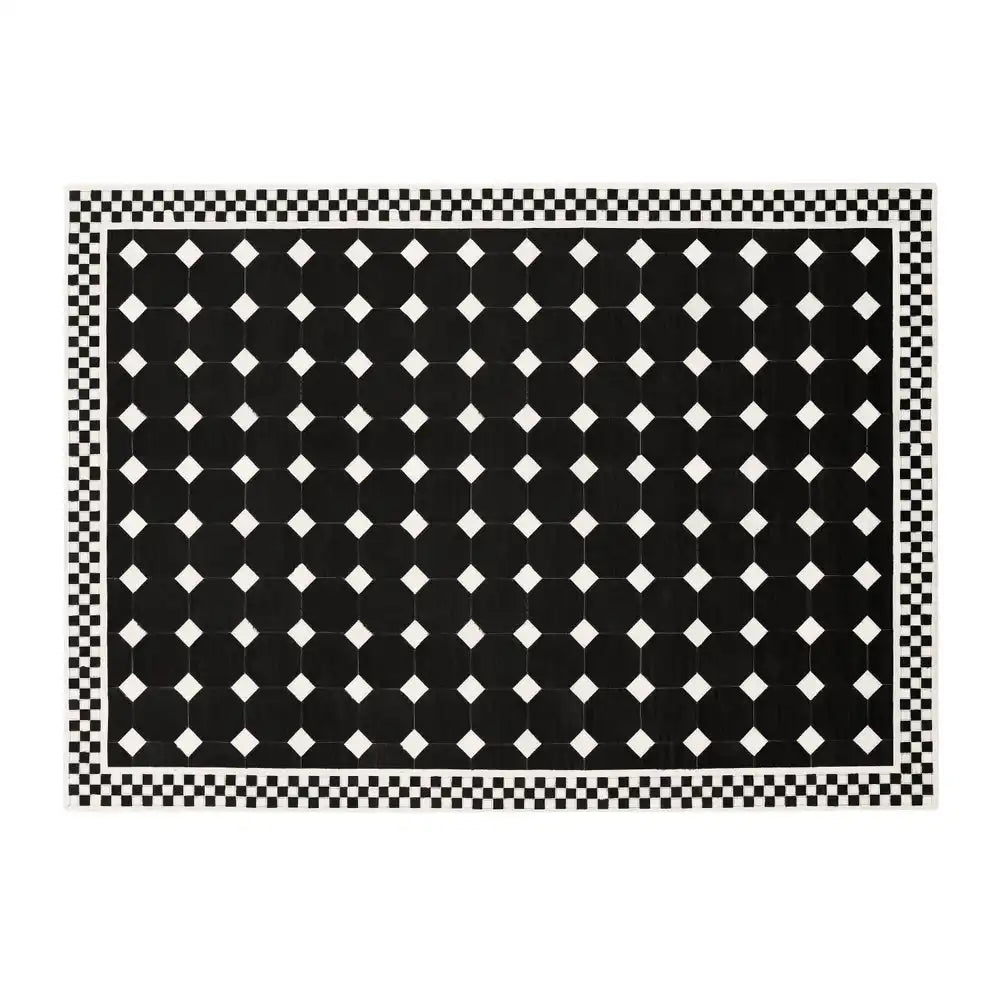 White Tile Hair on Hide 6' Round Rug