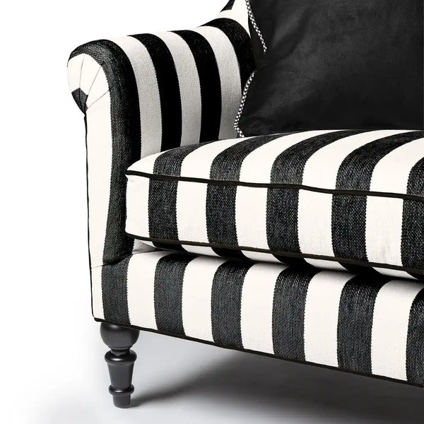 Marquee Black Stripe Chenille Wing Chair