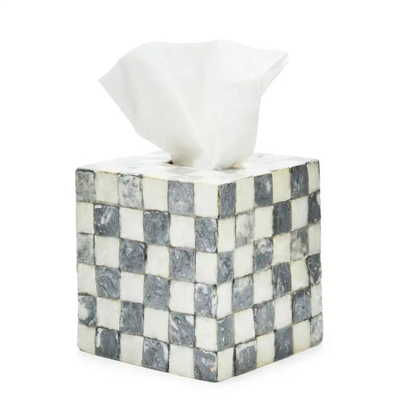 Sterling Check Capiz Vanity Tray