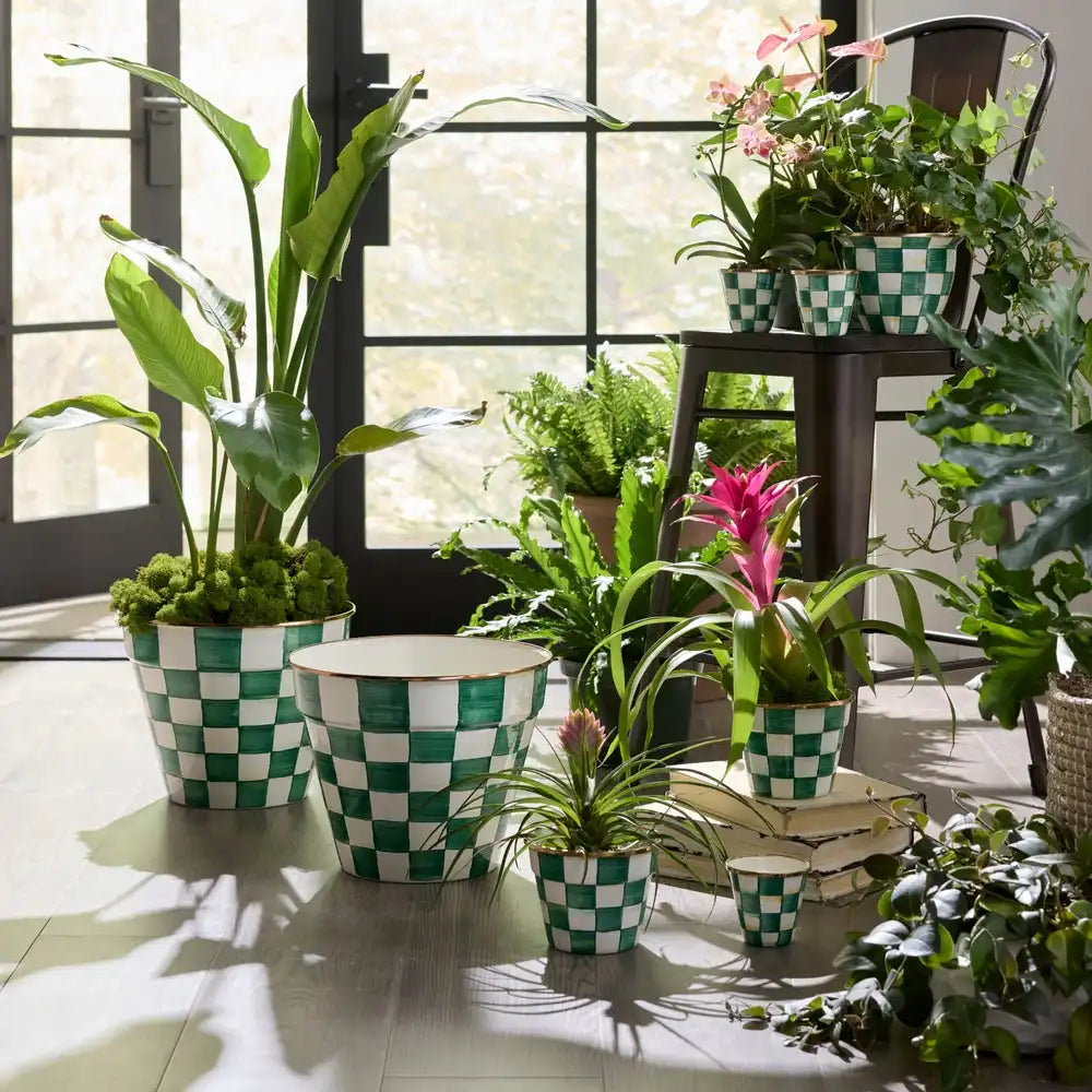 Emerald Check Small Garden Pot