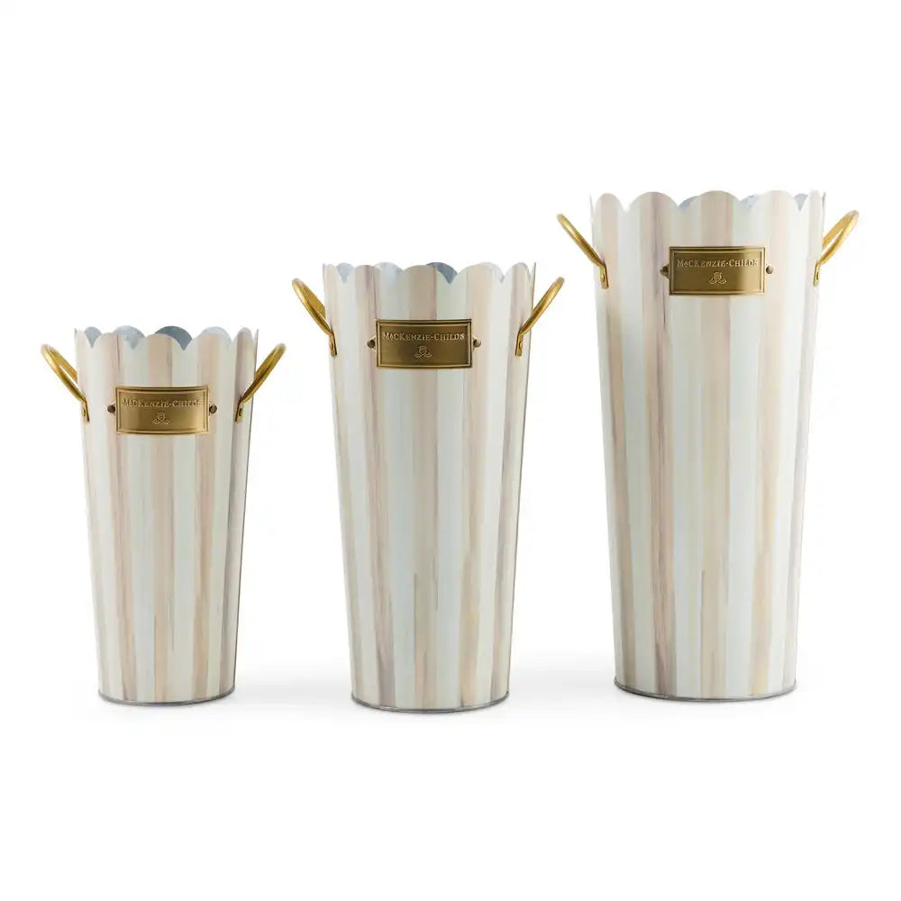 Mocha Stripe Flower Buckets, Set of 3 Main image