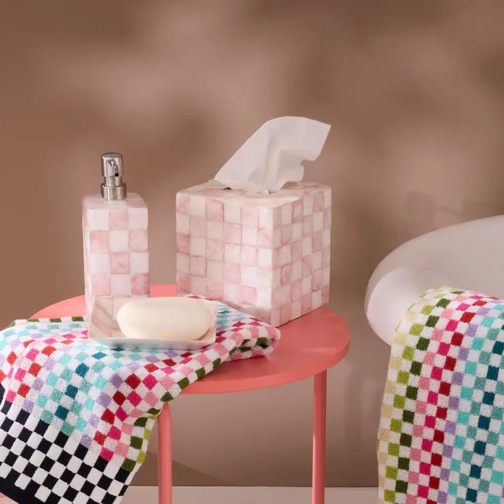 Rosy Check Capiz Vanity Tray