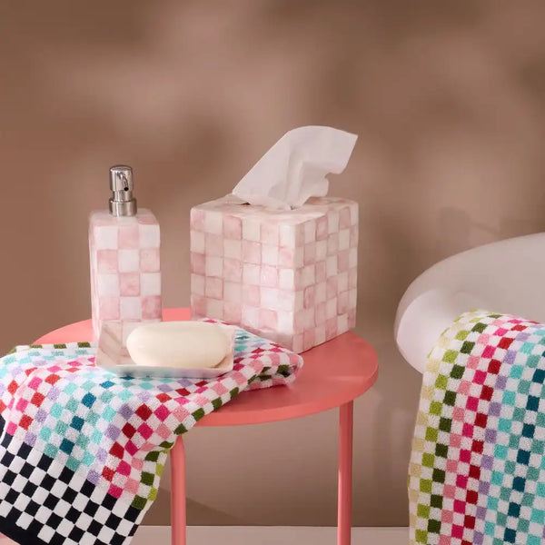 Rosy Check Capiz Vanity Tray