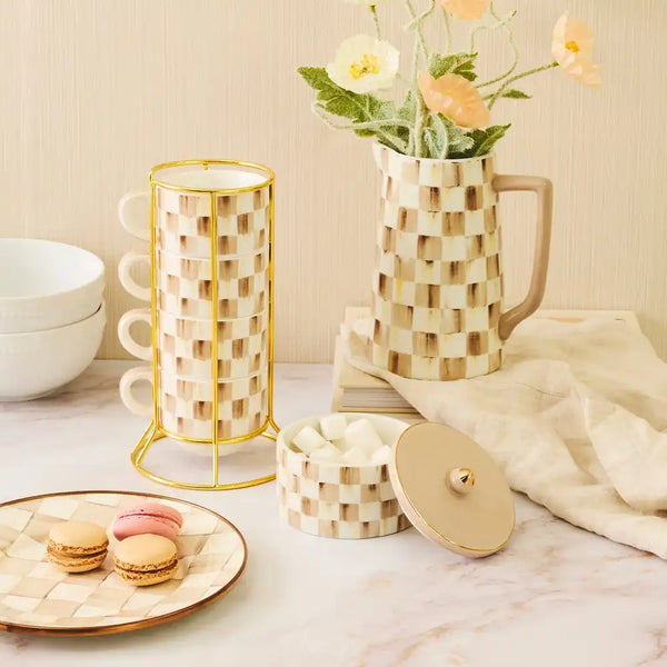 Mocha Check Trinket Box