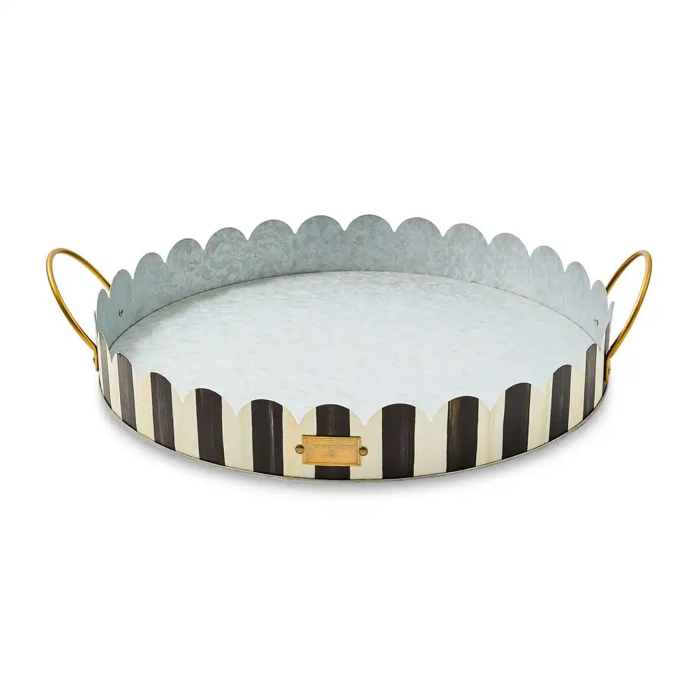 Mocha Stripe Serving Trays, Set of 2