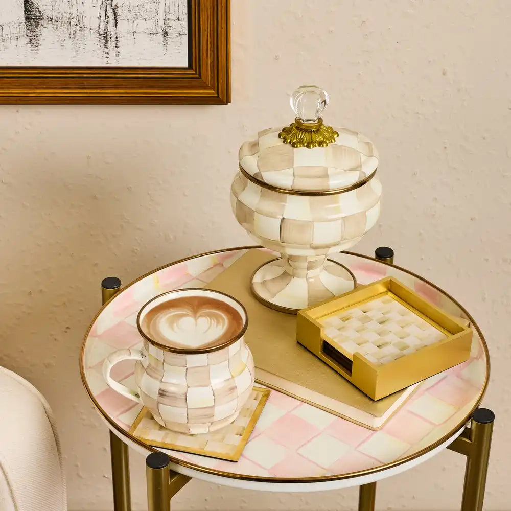 Courtly Check Glass Coasters, Set of 4