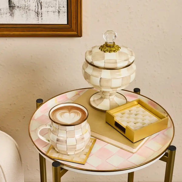 Courtly Check Glass Coasters, Set of 4