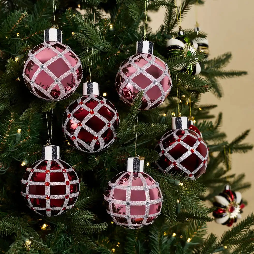 Ruby Red Glass Ball Ornaments, Set of 6 Secondary image