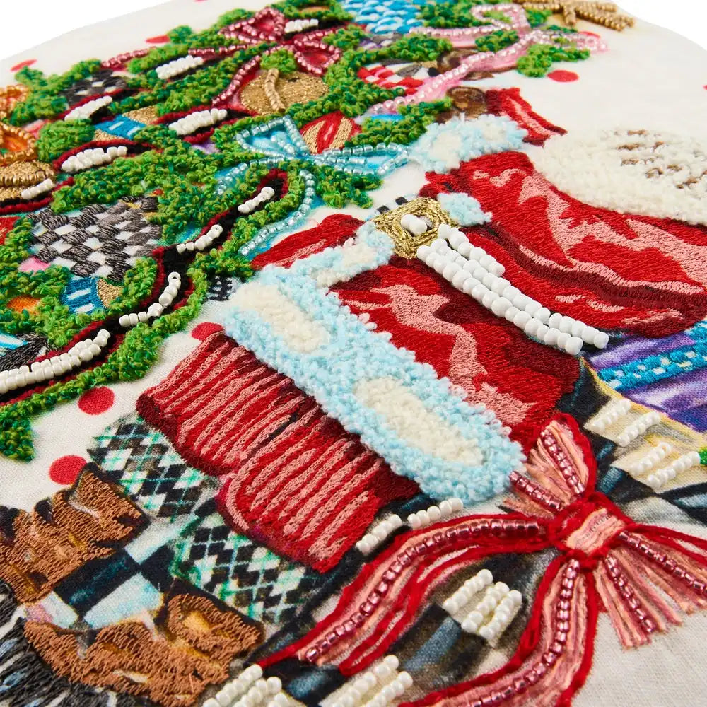 Tree Trimming Santa Throw Pillow