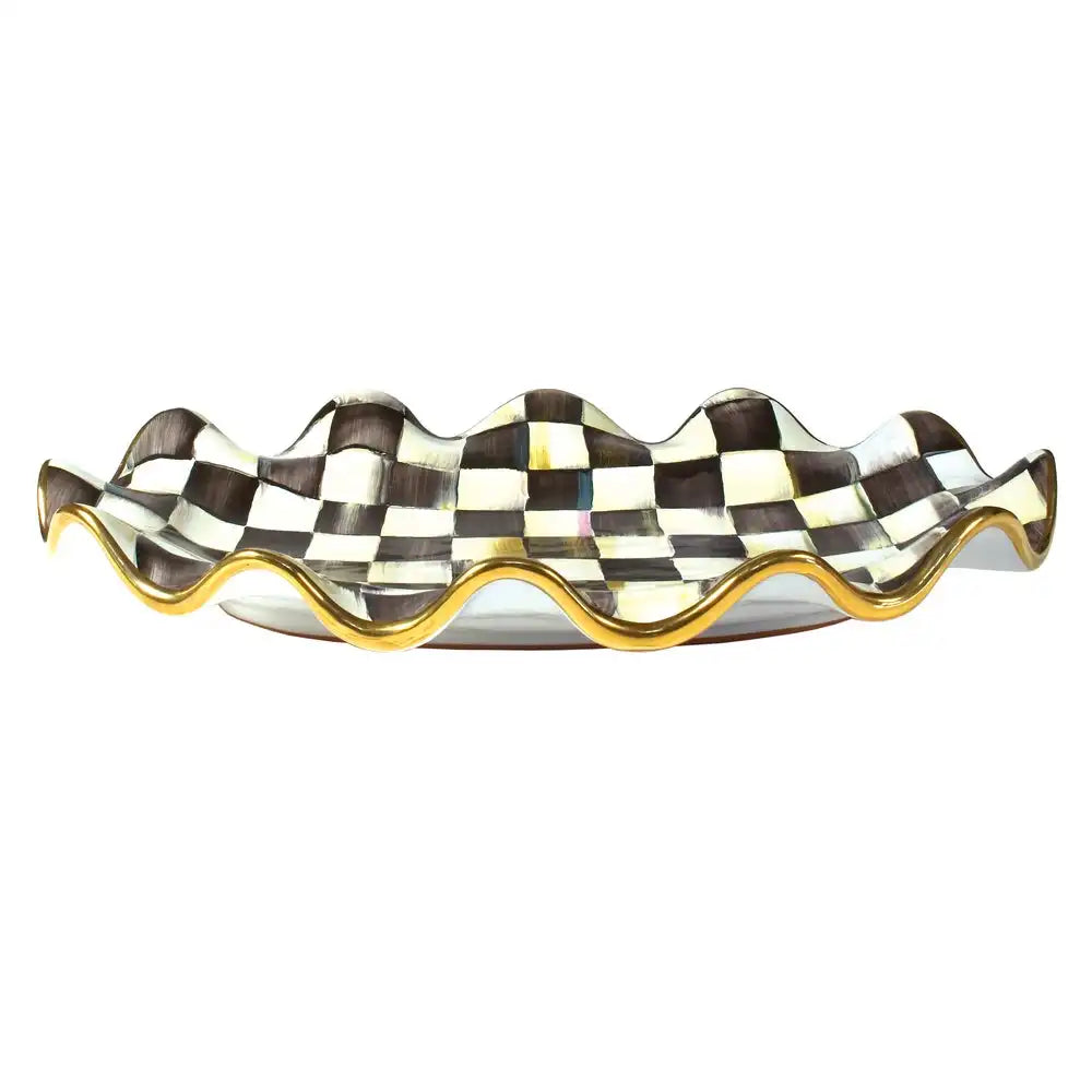 Mocha Check Ceramic Large Serving Platter